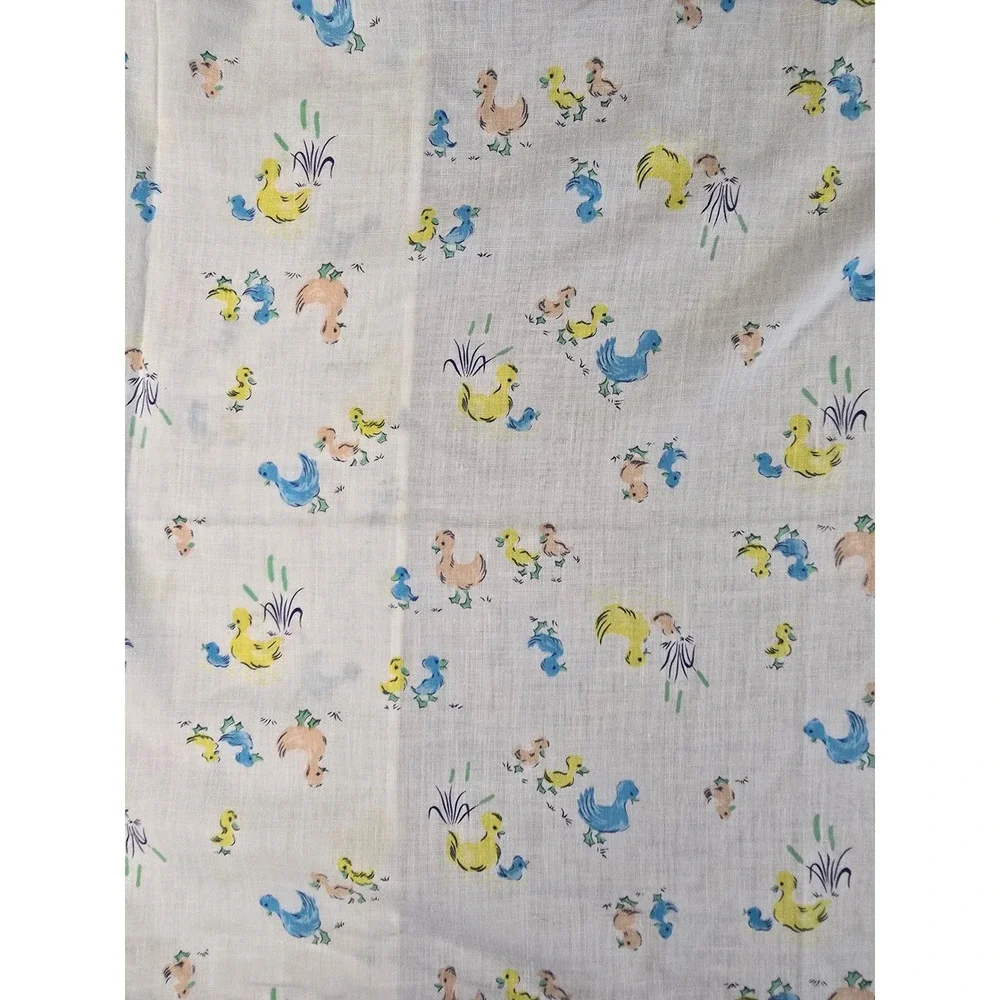 Vintage 70s Duckling Duck Fitted Crib Nursery Sheet Pastel 23x38 Cottagecore